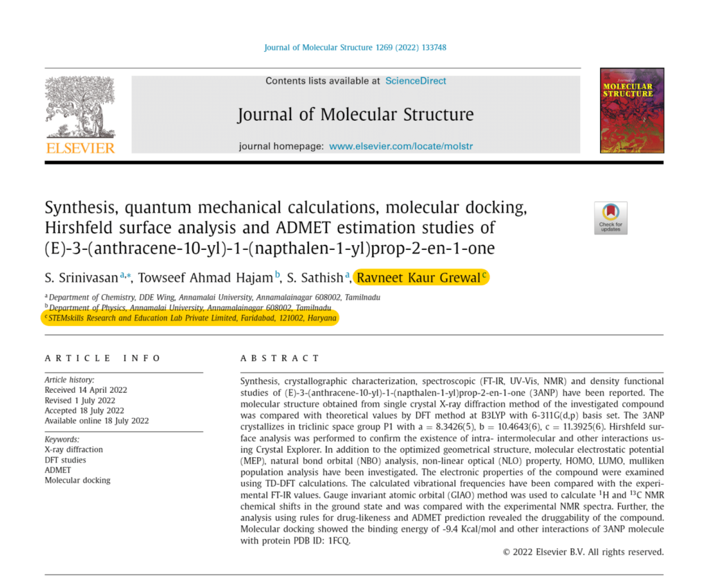 SYNTHESIS, QUANTUM MECHANICAL CALCULATIONS, MOLECULAR DOCKING, HIRSHFELD SURFACE ANALYSIS AND ADMET ESTIMATION STUDIES