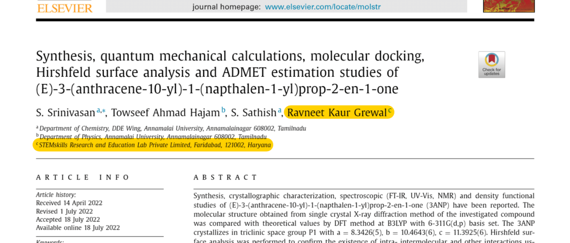 SYNTHESIS, QUANTUM MECHANICAL CALCULATIONS, MOLECULAR DOCKING, HIRSHFELD SURFACE ANALYSIS AND ADMET ESTIMATION STUDIES