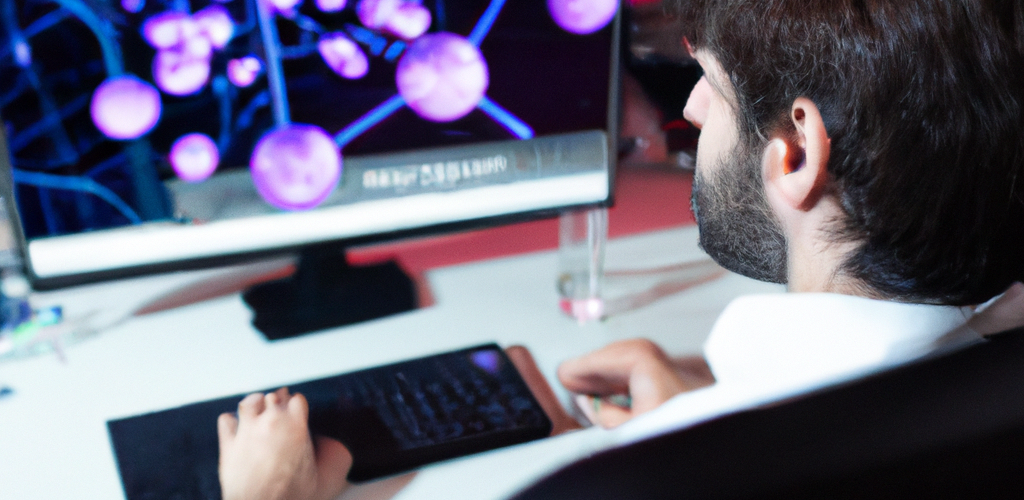 DALL·E-2023-04-29-12.00.30-researcher-working-on-a-computer-with-molecular-dynamics-simulation-data-on-the-screen