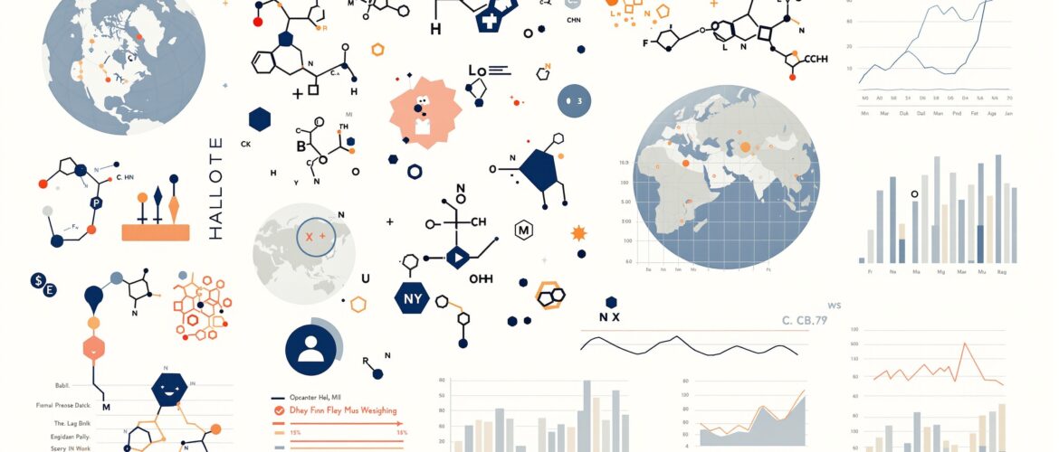 molecular structures and data-analysis charts representing a student's computational biolo
