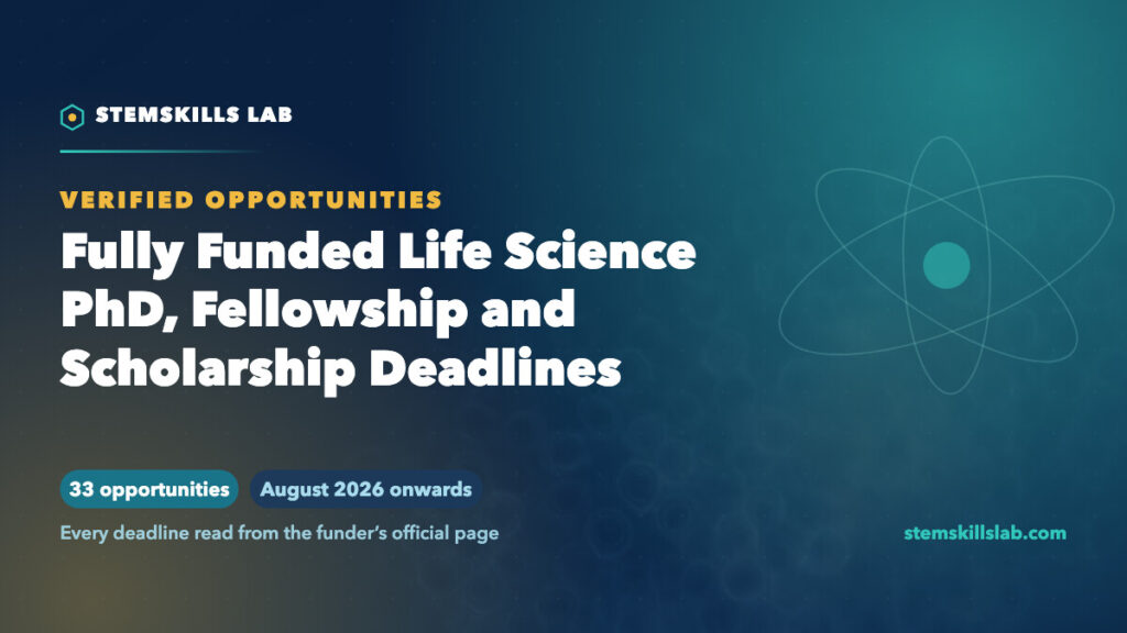 Fully Funded Life Science PhD, Fellowship and Scholarship Deadlines: August 2026 Onwards