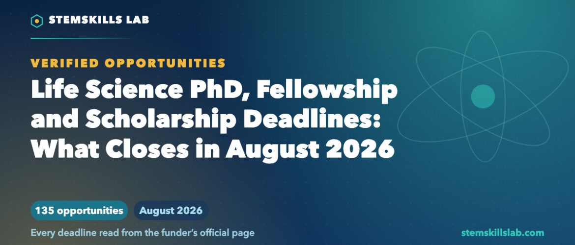 Life Science PhD, Fellowship and Scholarship Deadlines: What Closes in August 2026