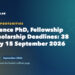 Life Science PhD, Fellowship and Scholarship Deadlines: 38 Close by 15 September 2026